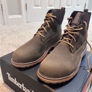 Timberland Women’s Dark Brown Leather Lace-Up Work Boots